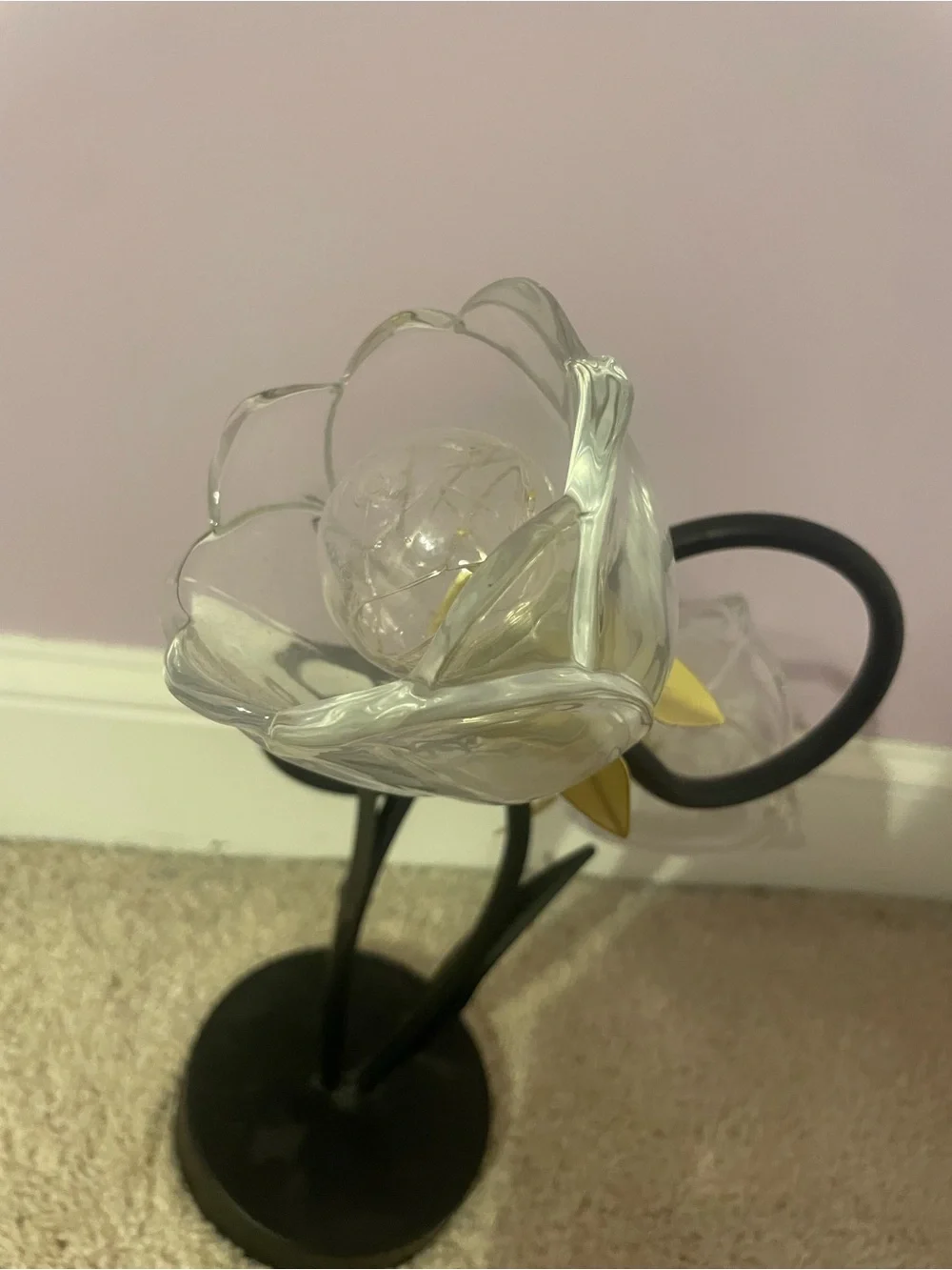 Black & Gold Rose Glass Table Lamp